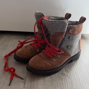 Toms Brown and Gray Hiking Boots with Red Accents